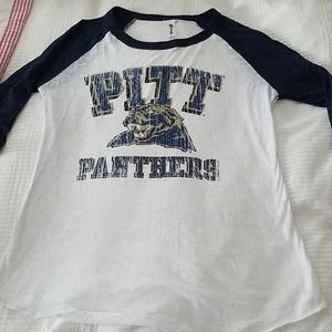 Distressed 3/4 sleeve Pitt Panthers tee